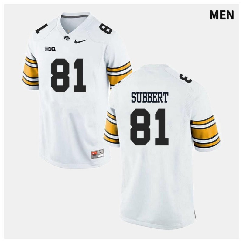 Men's Iowa Hawkeyes NCAA #81 Ben Subbert White Authentic Nike Alumni Stitched College Football Jersey DY34G35EA